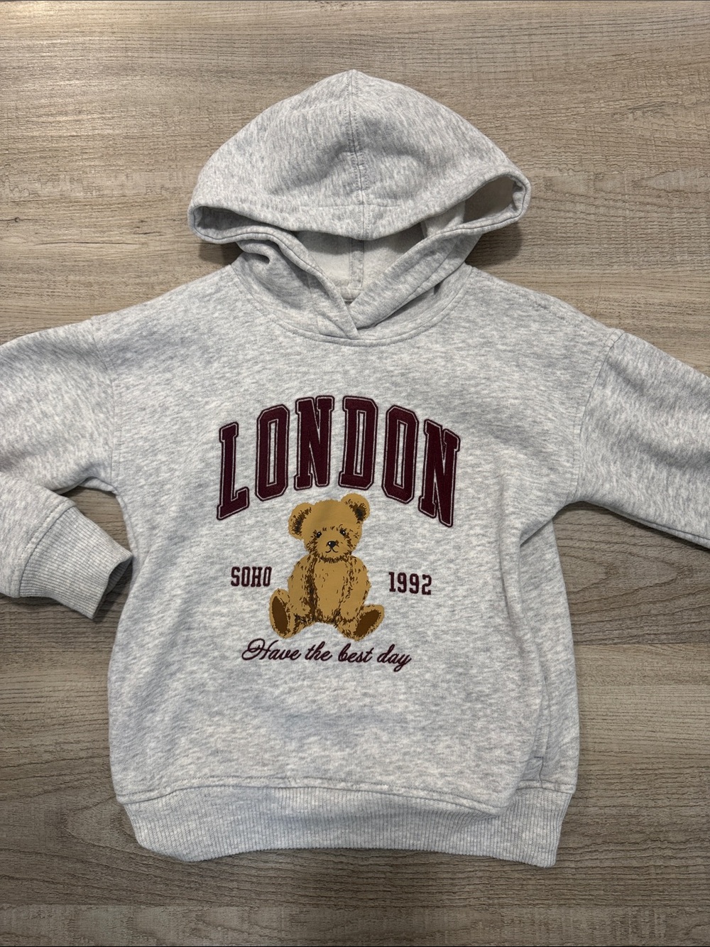 Abercrombie & Fitch Light Gray Teddy Graphic Hoodie